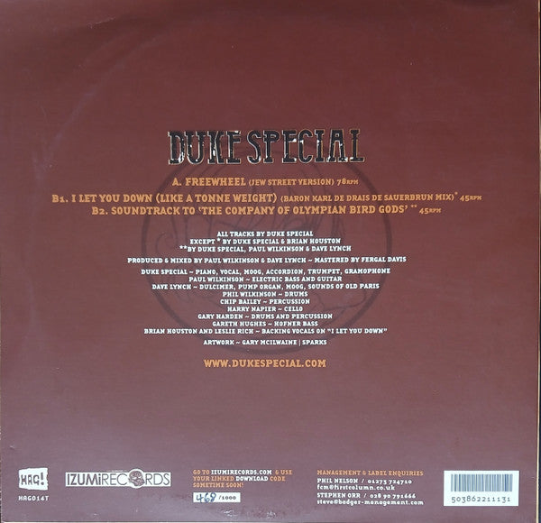 Duke Special : Freewheel (10", Single)