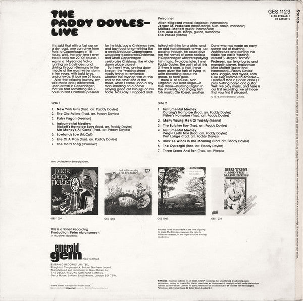 The Paddy Doyles* : Live (LP, Album)