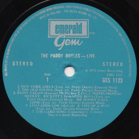 The Paddy Doyles* : Live (LP, Album)