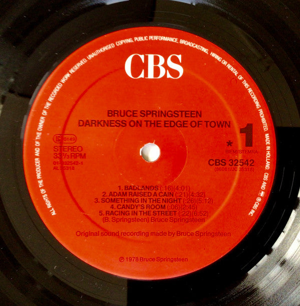 Bruce Springsteen : Darkness On The Edge Of Town (LP, Album, RE, Red)