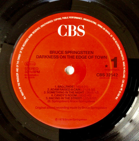 Bruce Springsteen : Darkness On The Edge Of Town (LP, Album, RE, Red)