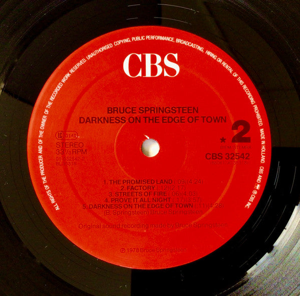 Bruce Springsteen : Darkness On The Edge Of Town (LP, Album, RE, Red)