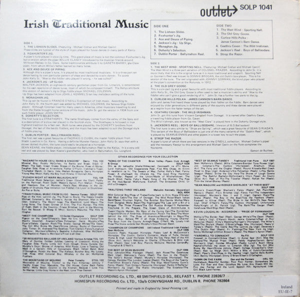 John* & James Kelly (7) featuring Michael Gavin (2) & Michael Crehan : Irish Traditional Music (LP)