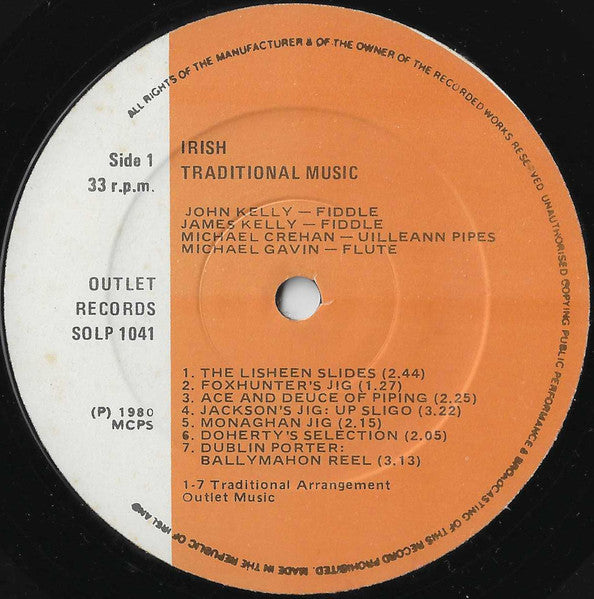 John* & James Kelly (7) featuring Michael Gavin (2) & Michael Crehan : Irish Traditional Music (LP)