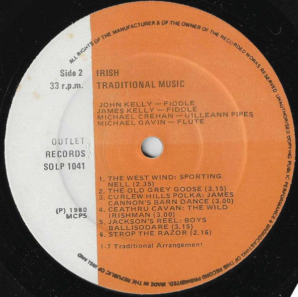 John* & James Kelly (7) featuring Michael Gavin (2) & Michael Crehan : Irish Traditional Music (LP)