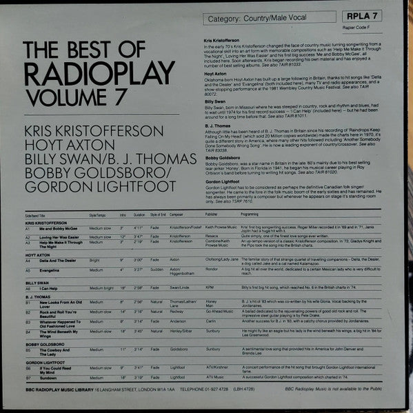 Various : The Best Of Radioplay Volume 7 (LP)
