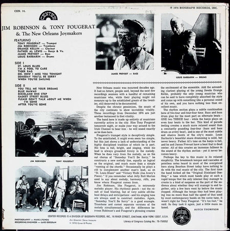 Jim Robinson (2), Tony Fougerat : Jim Robinson & Tony Fougerat With The New Orleans Joymakers (LP)