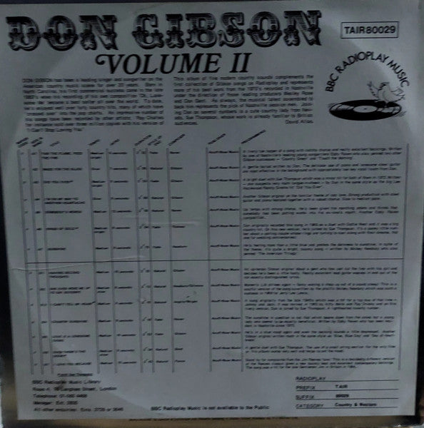 Don Gibson : Volume 2 (LP)