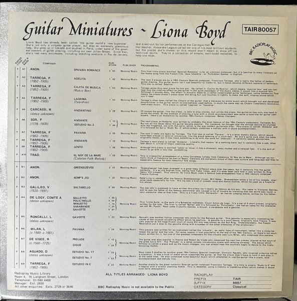 Liona Boyd : Guitar Miniatures (LP, Album)