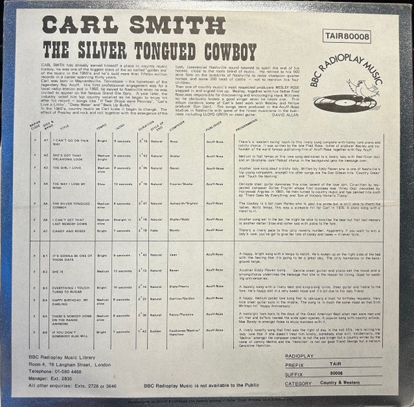 Carl Smith (3) : The Silver Tongued Cowboy (LP)