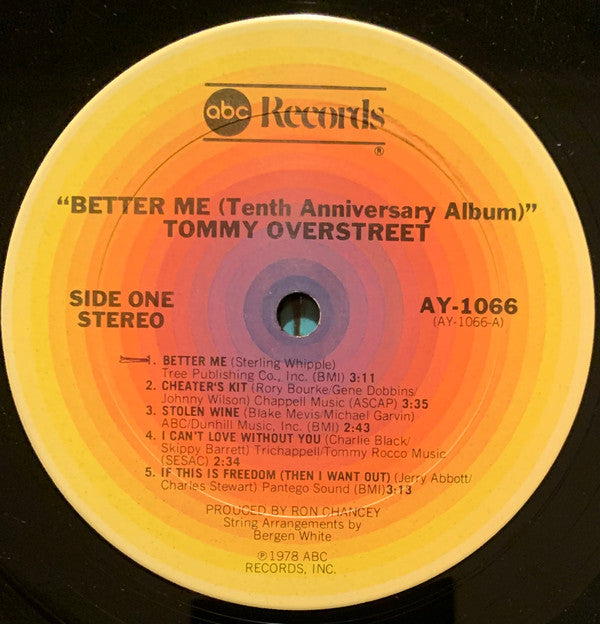 Tommy Overstreet : Better Me (Tenth Anniversary Album) (LP, Album)