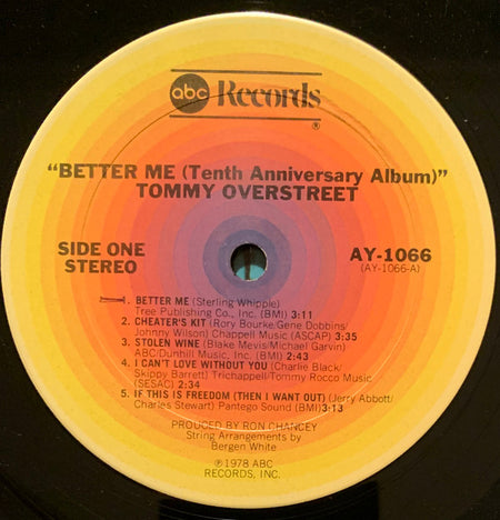 Tommy Overstreet : Better Me (Tenth Anniversary Album) (LP, Album)