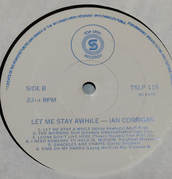 Ian Corrigan : Let Me Stay Awhile (LP)