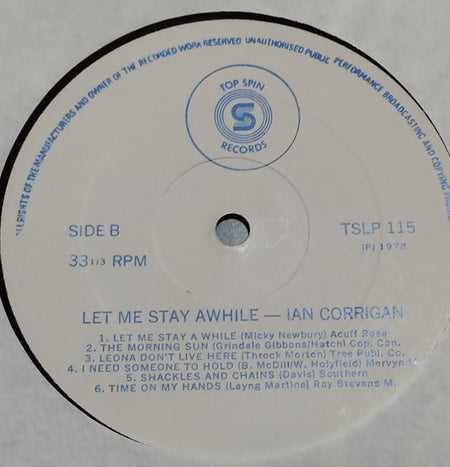 Ian Corrigan : Let Me Stay Awhile (LP)