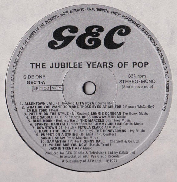 Various : GEC Presents: The Jubilee Years Of Pop (LP, Comp, Mono, Gat)