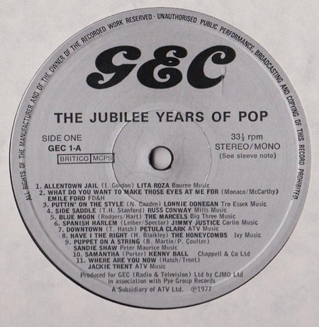 Various : GEC Presents: The Jubilee Years Of Pop (LP, Comp, Mono, Gat)
