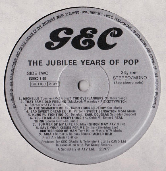 Various : GEC Presents: The Jubilee Years Of Pop (LP, Comp, Mono, Gat)