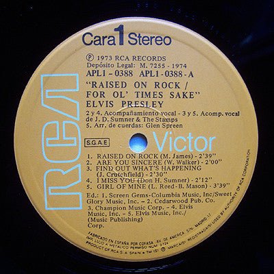 Elvis Presley : Raised On Rock / For Ol' Times Sake (LP, Album)
