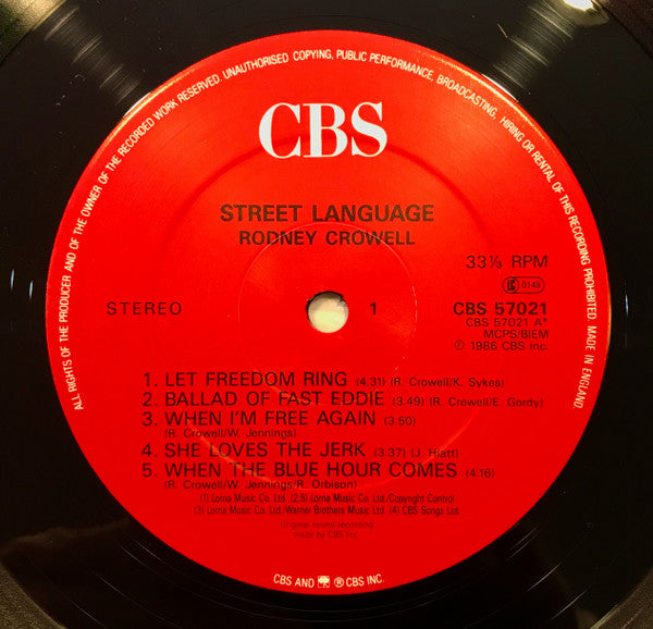 Rodney Crowell : Street Language (LP, Album)