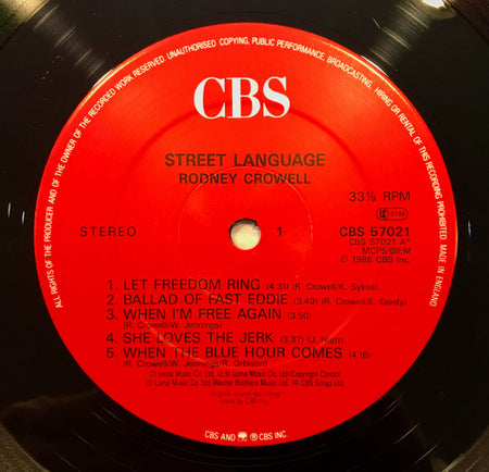 Rodney Crowell : Street Language (LP, Album)