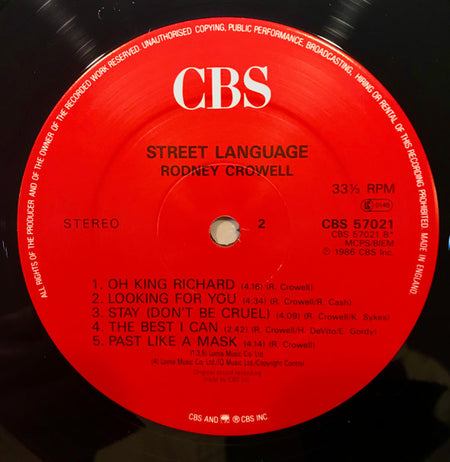 Rodney Crowell : Street Language (LP, Album)