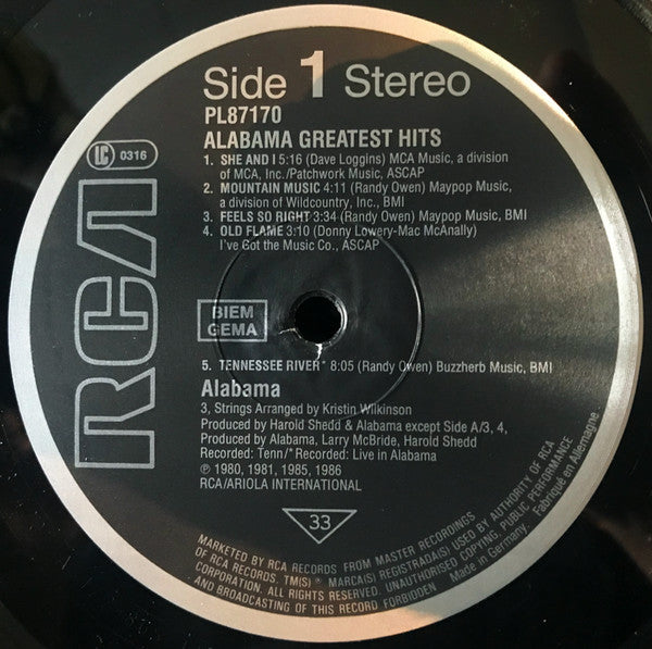 Alabama : Alabama Greatest Hits (LP, Comp)