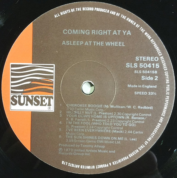 Asleep At The Wheel : Comin' Right At Ya (LP, Album)