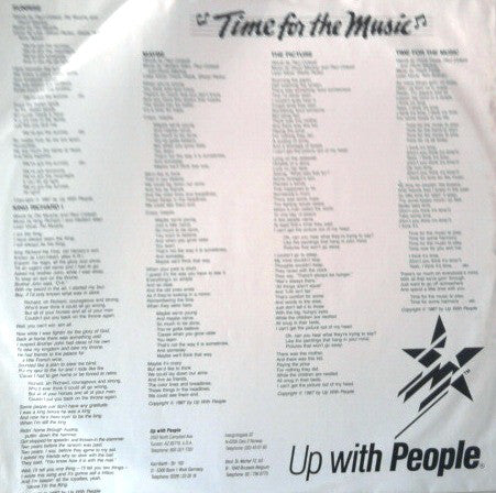 Up With People : Time For The Music (LP, Album)