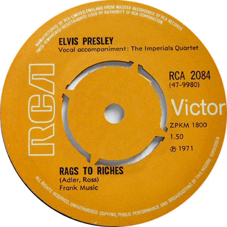 Elvis* : Rags To Riches (7", Single, Pus)