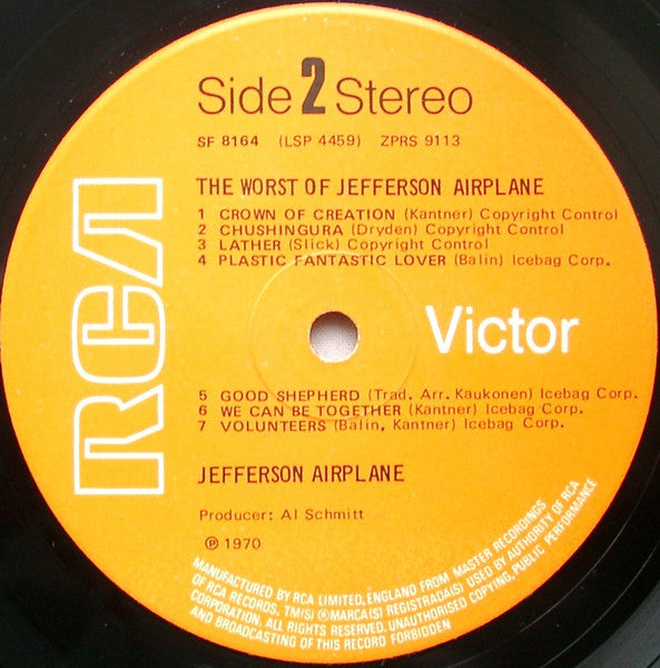 Jefferson Airplane : The Worst Of Jefferson Airplane (LP, Comp)