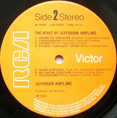 Jefferson Airplane : The Worst Of Jefferson Airplane (LP, Comp)
