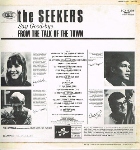 The Seekers : Live At The Talk Of The Town (LP, Album, RP)