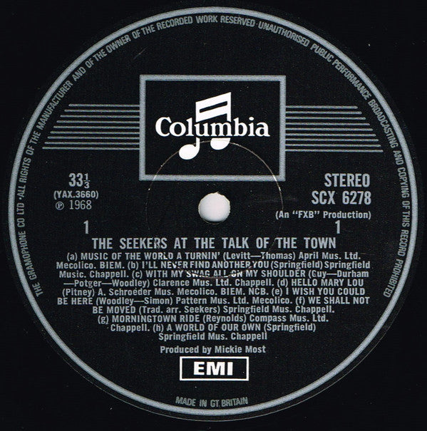 The Seekers : Live At The Talk Of The Town (LP, Album, RP)