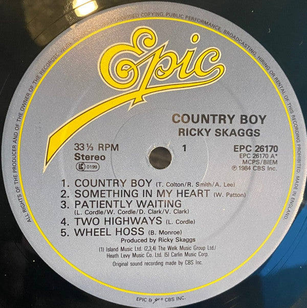 Ricky Skaggs : Country Boy (LP, Album)