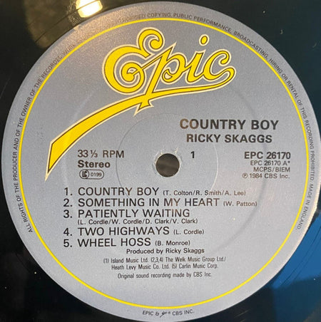 Ricky Skaggs : Country Boy (LP, Album)