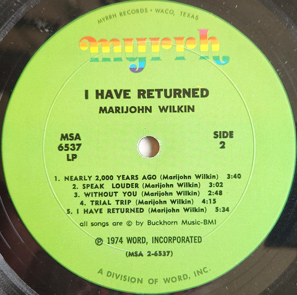 Marijohn Wilkin : I Have Returned (LP)