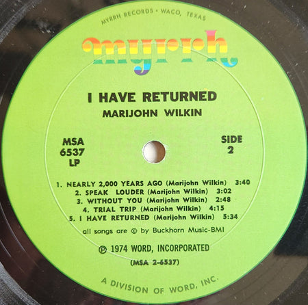 Marijohn Wilkin : I Have Returned (LP)