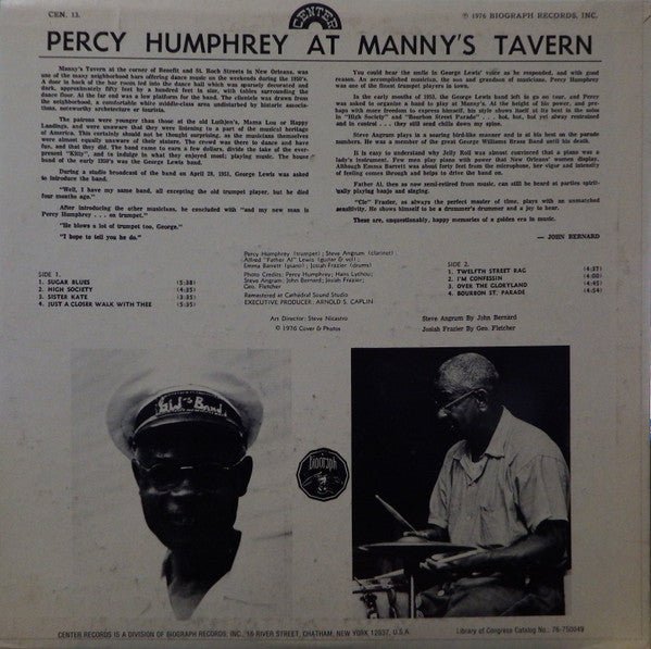 Percy Humphrey : At Manny's Tavern (LP, Album, RM, TP)