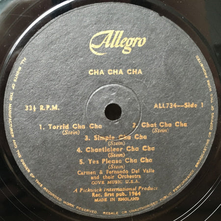 Carmen & Fernando Del Valle & Their Orchestra : Cha Cha Cha (LP)