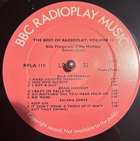 Rosemary Clooney, Sarah Vaughan, Ella Fitzgerald, Billie Holiday, Salena Jones : The Best Of Radioplay Volume 11  (LP, Advance, Comp, Mono)