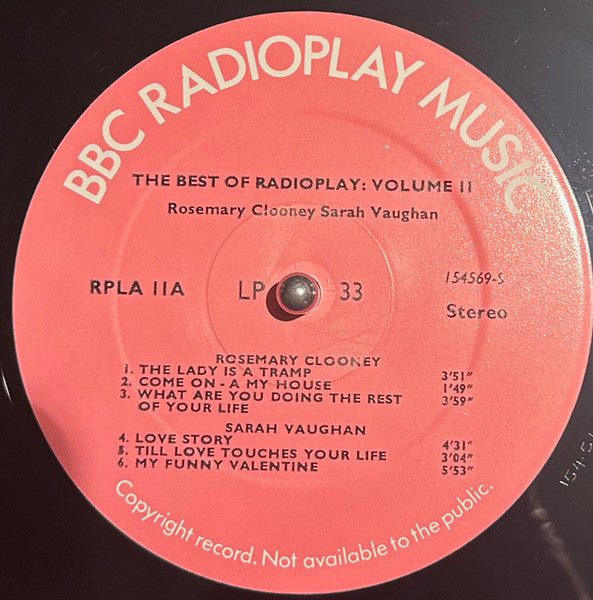 Rosemary Clooney, Sarah Vaughan, Ella Fitzgerald, Billie Holiday, Salena Jones : The Best Of Radioplay Volume 11  (LP, Advance, Comp, Mono)