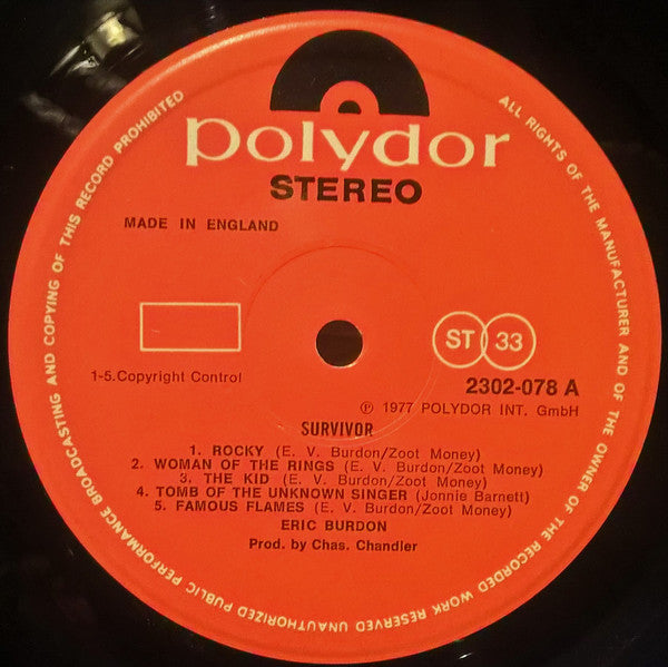Eric Burdon : Survivor (LP, Album)