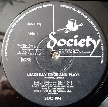Leadbelly : Leadbelly Sings And Plays (LP, Comp)