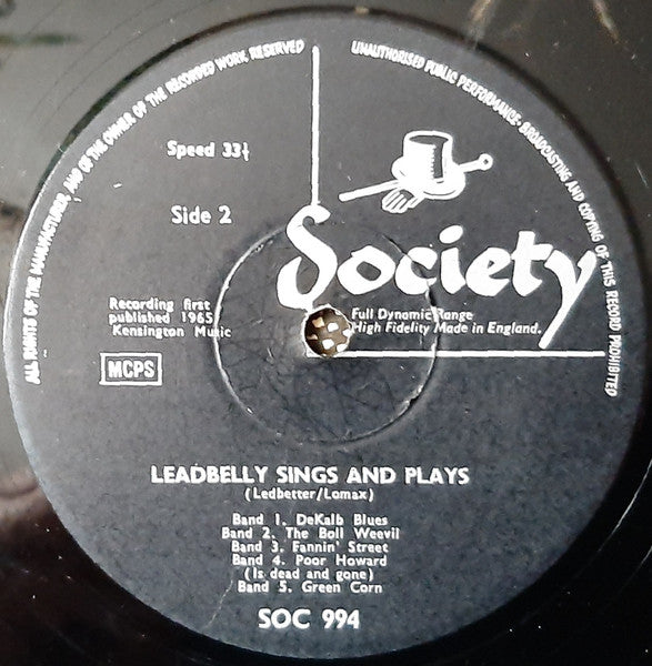Leadbelly : Leadbelly Sings And Plays (LP, Comp)