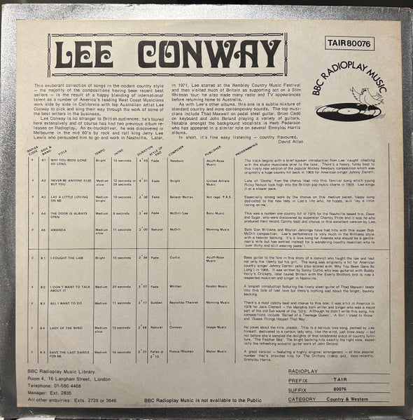 Lee Conway : All I Want To Do.. (LP, Album)