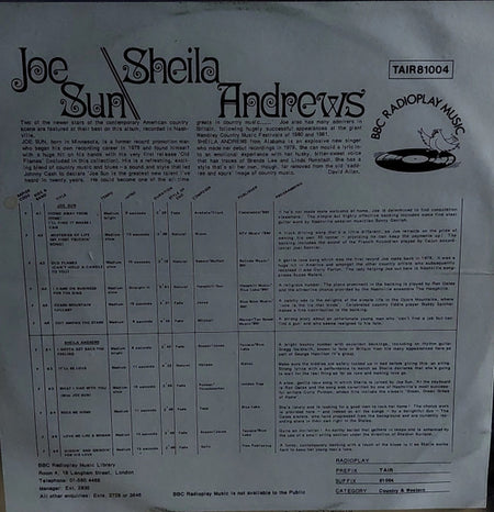 Joe Sun, Sheila Andrews : Joe Sun & Sheila Andrews (LP, Album)