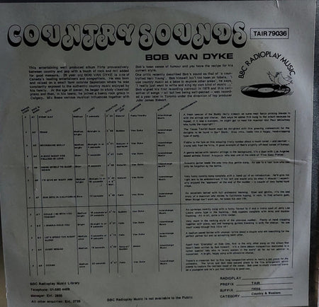 Bob Van Dyke : Another...Van Dyke / Country Sounds (LP)