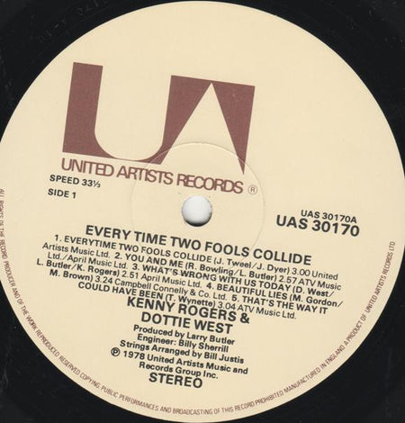 Kenny Rogers & Dottie West : Every Time Two Fools Collide (LP, Album)