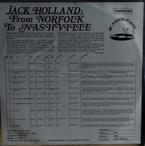 Jack Holland (4) : From Norfolk To Nashville (The Eyes Of A Dreamer) (LP, Album)