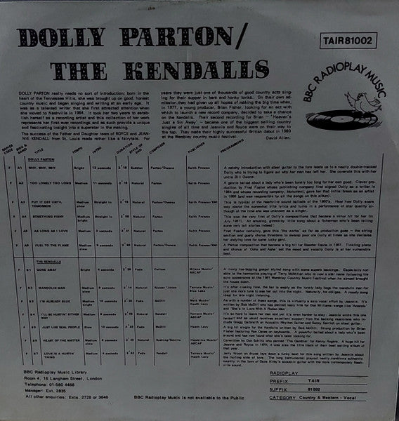Dolly Parton, The Kendalls : Dolly Parton / The Kendalls (LP, Comp)